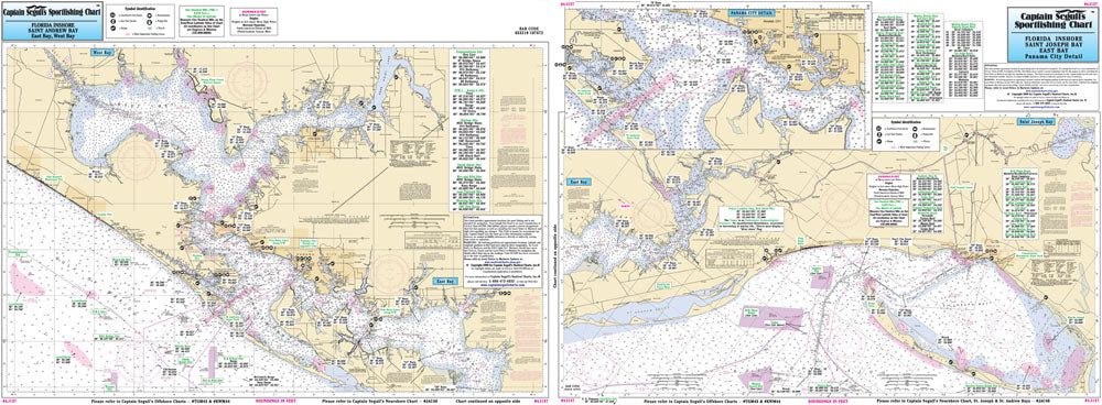 Captain Segull’s Fishing Chart Inshore: St Joseph and St Andrew Bays, FL    