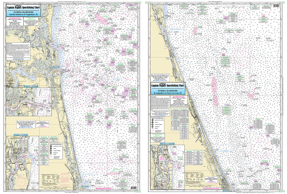 Captain Segull’s Fishing Chart Nearshore: Amelia Island to Ponce de Leon, FL    