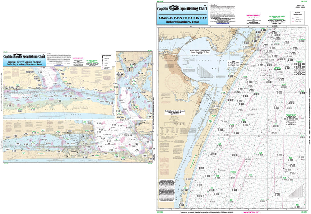 Captain Segull’s Fishing Chart Nearshore/Inshore: Baffin Bay area, TX    