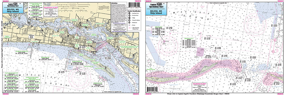 Captain Segull’s Fishing Chart Small Boat/Kayak: Biloxi, MS to Ship Island, MS    