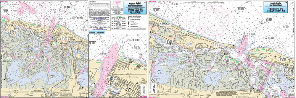 Captain Segull’s Fishing Chart Small Boat and Kayak:Brigantine to Ocean City, NJ    