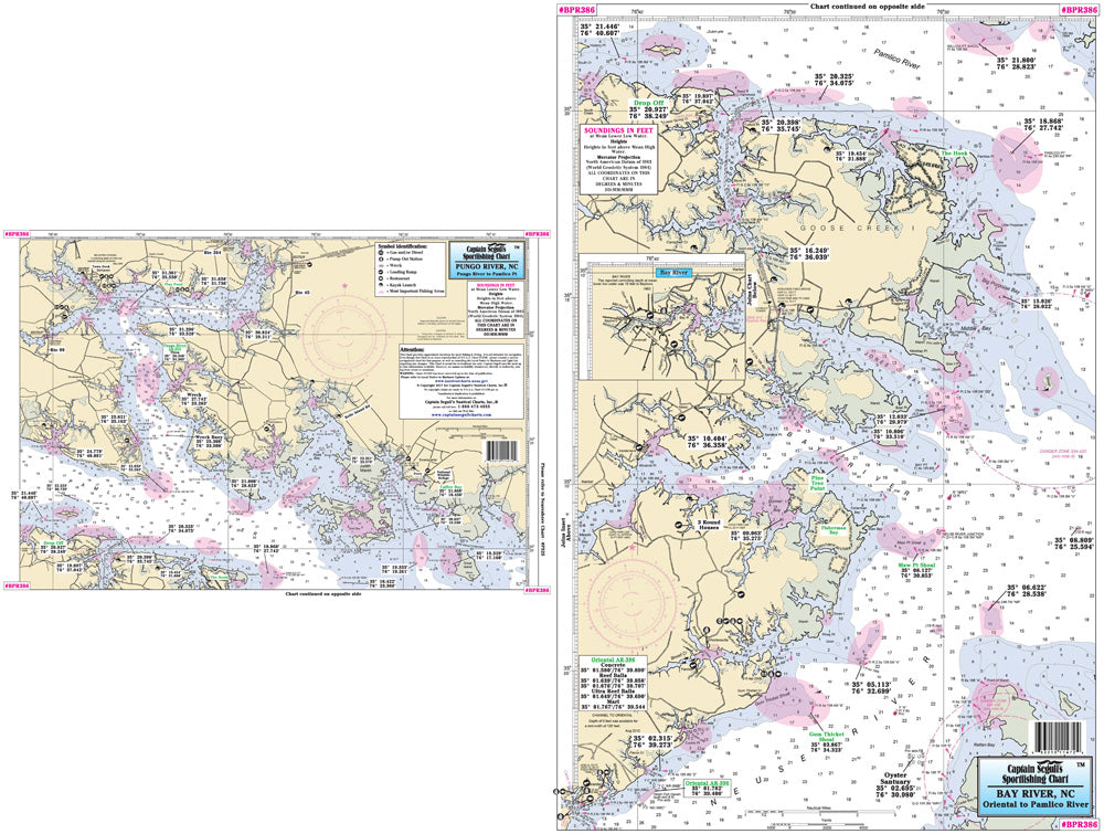 Captain Segull’s Fishing Chart Small Boat and Kayak: Pungo and Bay Rivers, NC    
