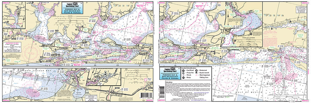 Captain Segull’s Fishing Chart Small Boat/Kayak: Perdido Bay, FL to Bon Secour Bay, AL    