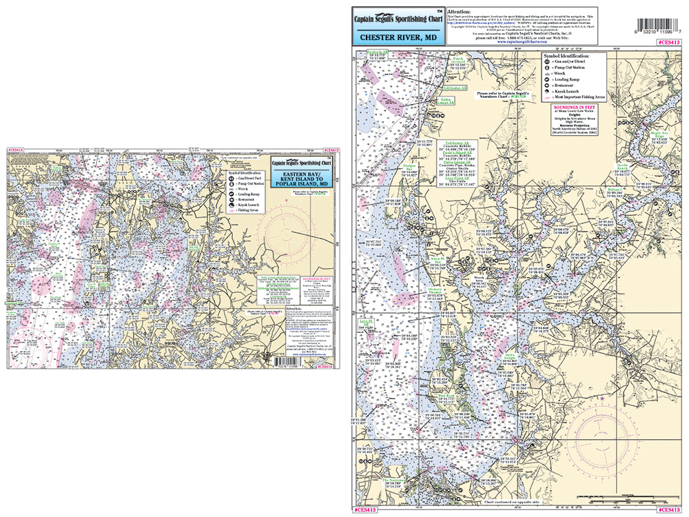 Captain Segull’s Fishing Chart Small Boat and Kayak: Chester River and Eastern Bay, MD    