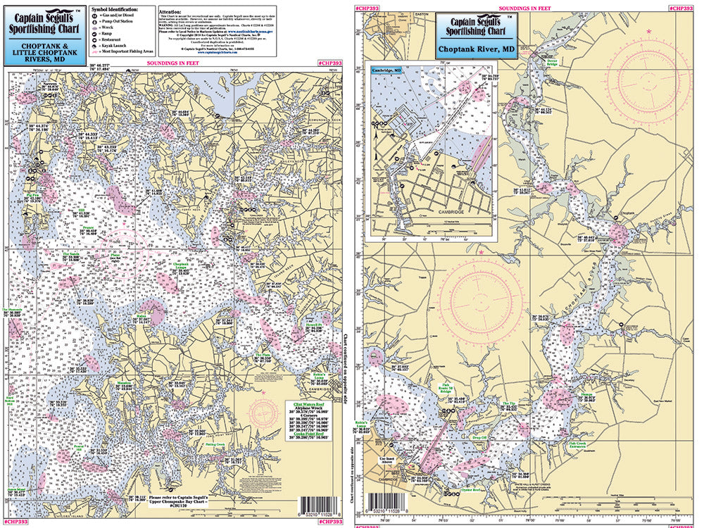 Captain Segull’s Fishing Chart Small Boat and Kayak: Choptank Rivers, MD    