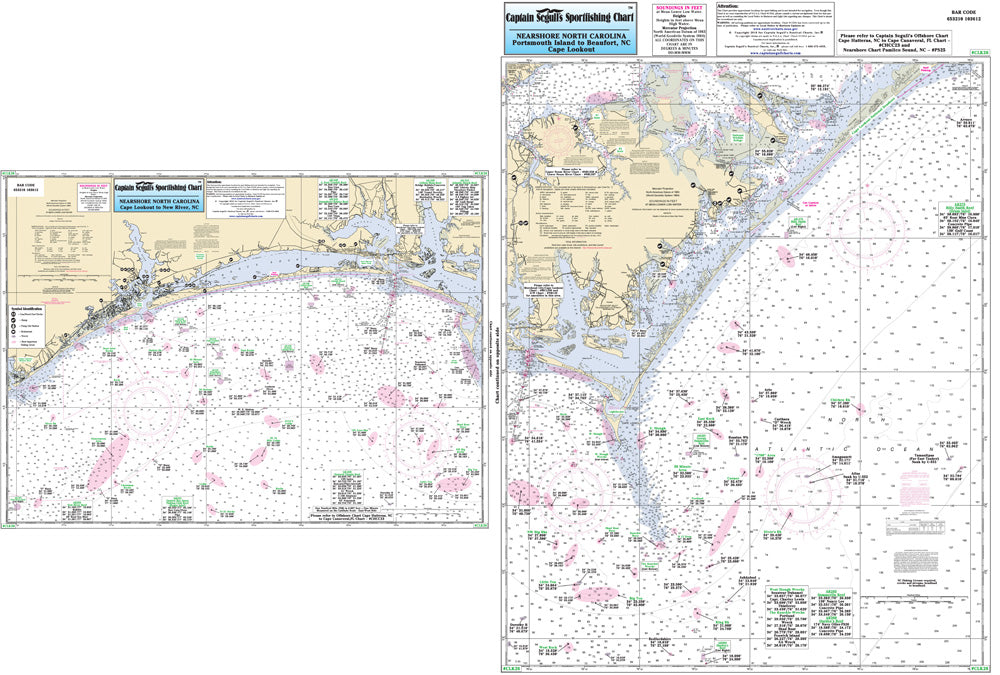 Captain Segull’s Fishing Chart Nearshore: Off Coastal North Carolina (Cape Lookout)    