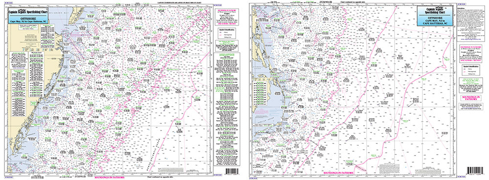 Captain Segull’s Fishing Chart Offshore: Cape May, NJ to Cape Hatteras, NC    