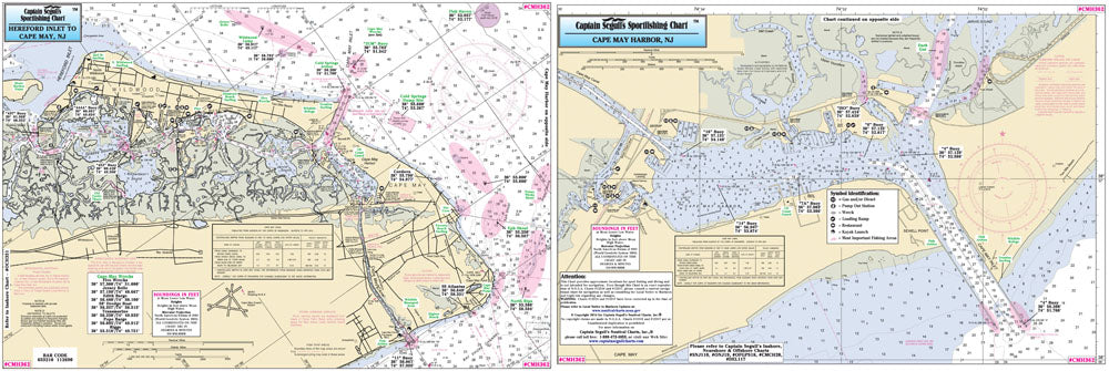 Captain Segull’s Fishing Chart Small Boat and Kayak:Hereford Inlet to Cape May, NJ    