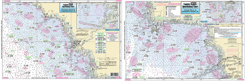 Captain Segull’s Fishing Chart Small Boat and Kayak: Crystal River to Pepperfish Keys, FL    