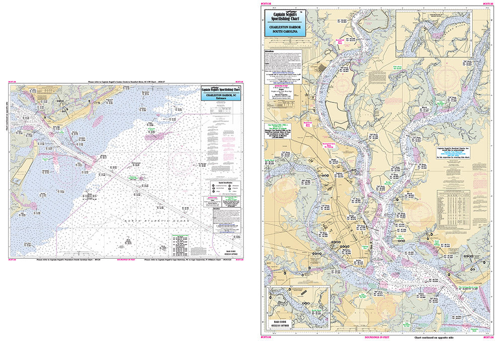 Captain Segull’s Fishing Chart Inshore: Charleston Harbor, South Carolina    