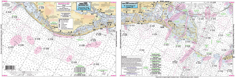 Captain Segull’s Fishing Chart Small Boat/Kayak: Clearwater to St Petersburg, FL    