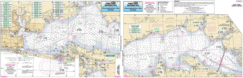 Captain Segull’s Fishing Chart Small Boat/Kayak: Choctawhatchee Bay to Hummock Point, FL    