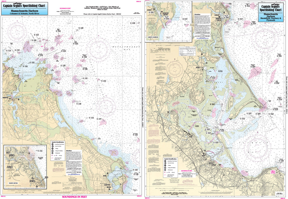 Captain Segull’s Fishing Chart Inshore: Cohasset Harbor to Manomet, MA    