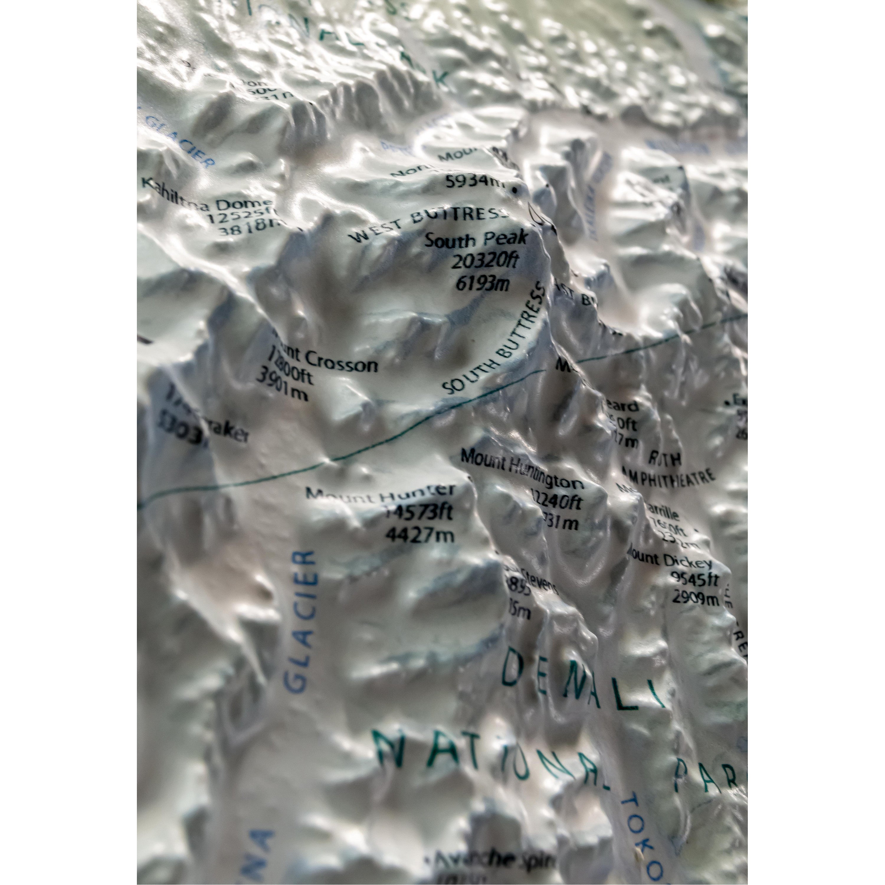 Denali National Park Three Dimensional 3D Raised Relief Map