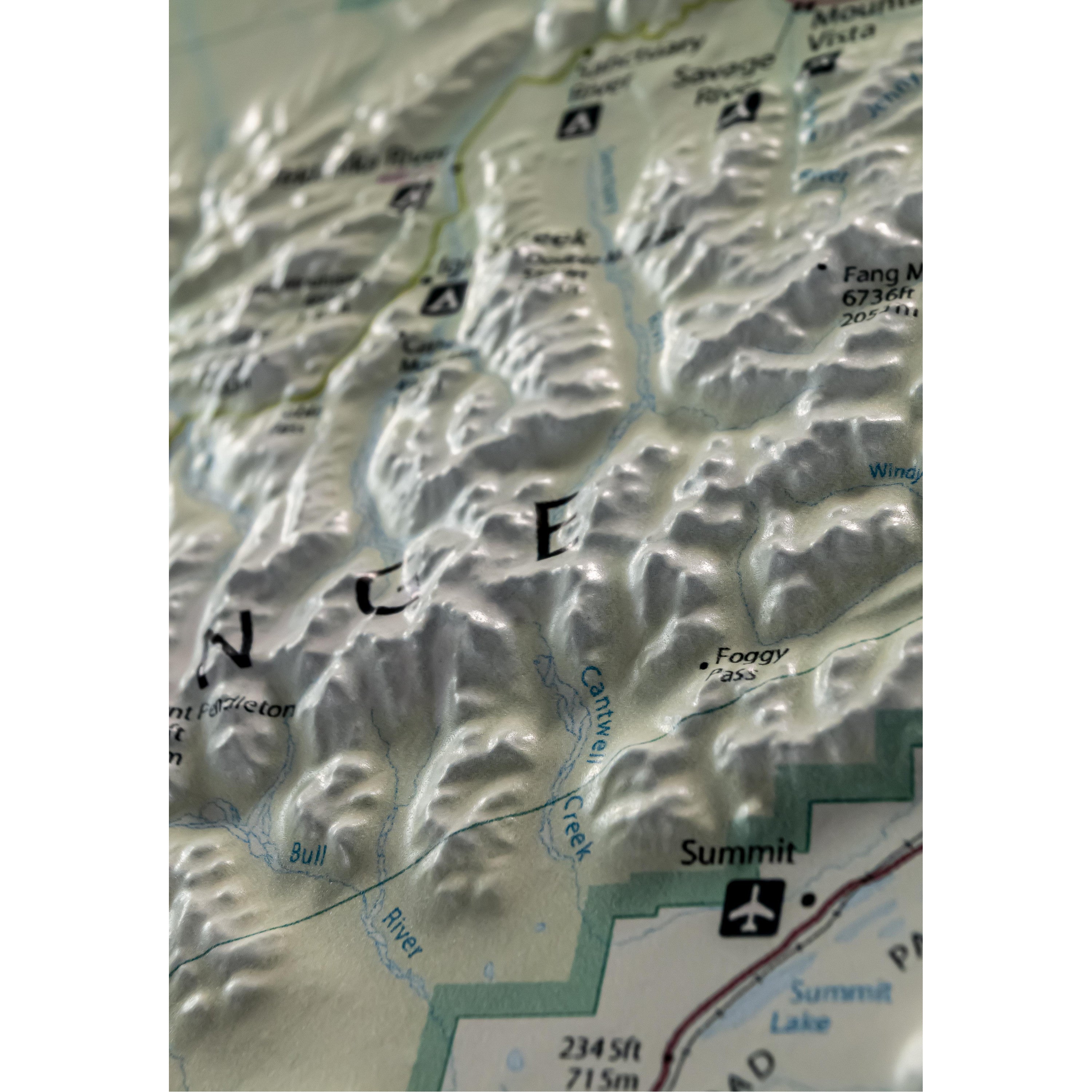 Denali National Park Three Dimensional 3D Raised Relief Map