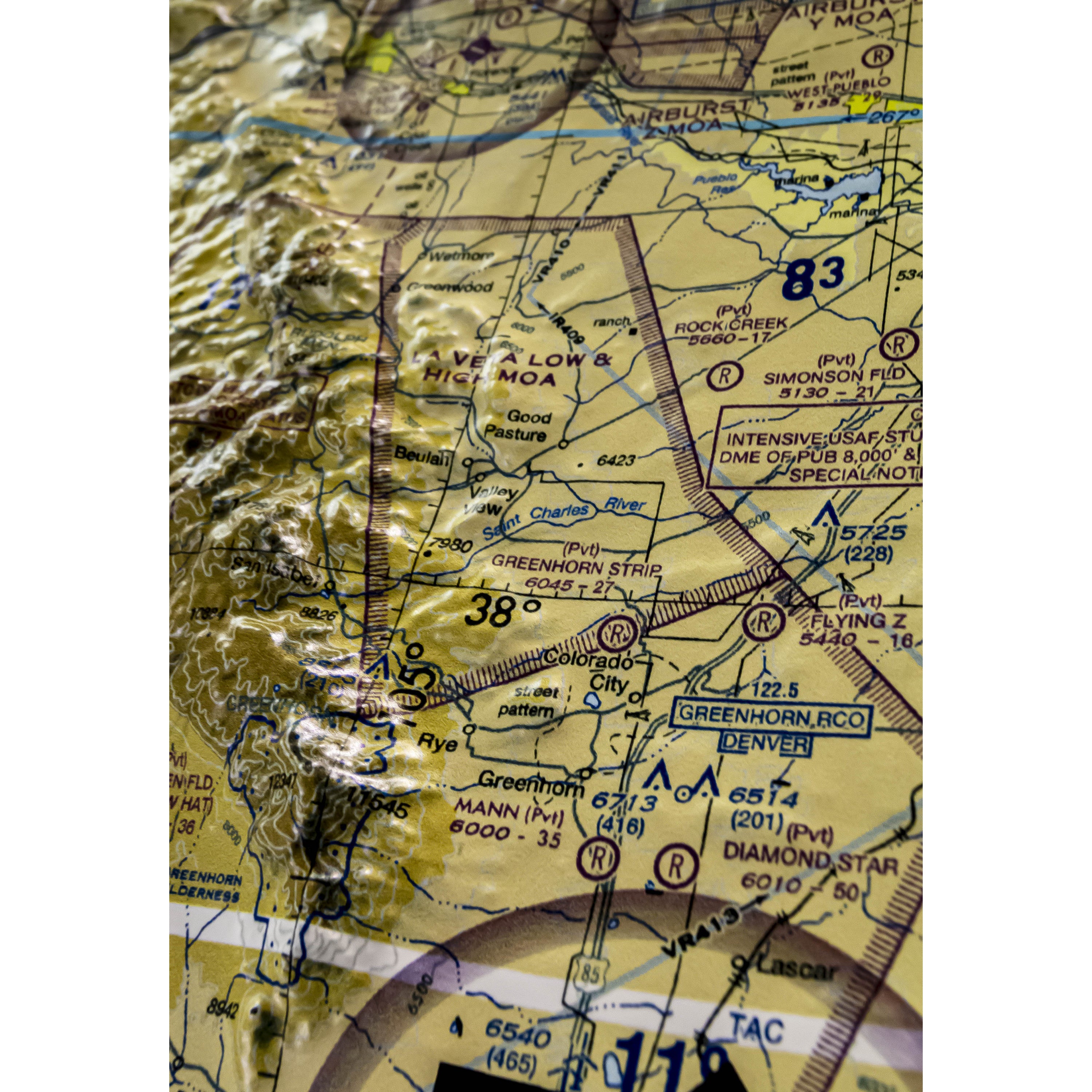 Denver Rocky Mountains Aerochart Three Dimensional 3D Raised Relief Map