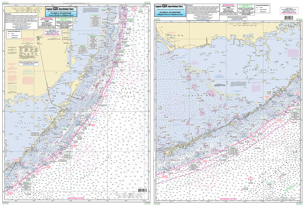 Captain Segull’s Fishing Chart Nearshore: Fowey Rocks to Sombrero Key, FL    