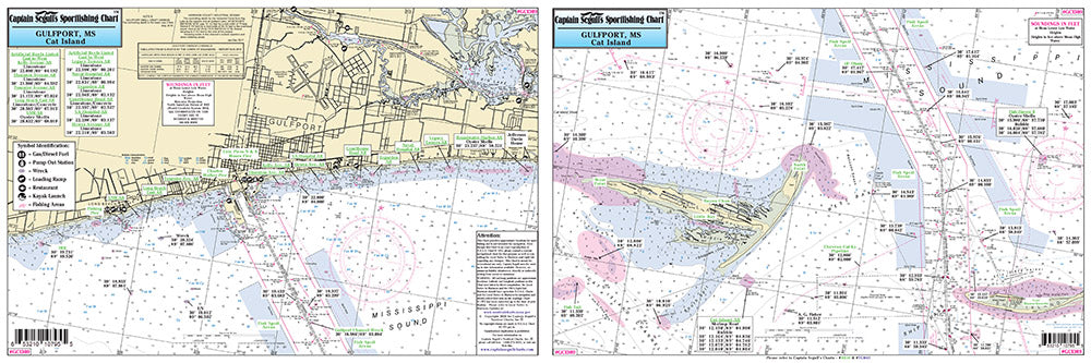 Captain Segull’s Fishing Chart Small Boat/Kayak: Gulfport to Cat Island, MS    