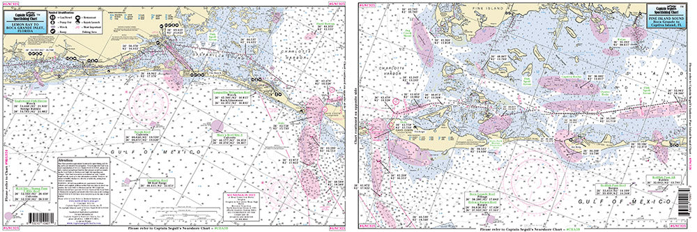 Captain Segull’s Fishing Chart Small Boat/Kayak: Pine Island Sound, Boca Grand Inlet, FL    