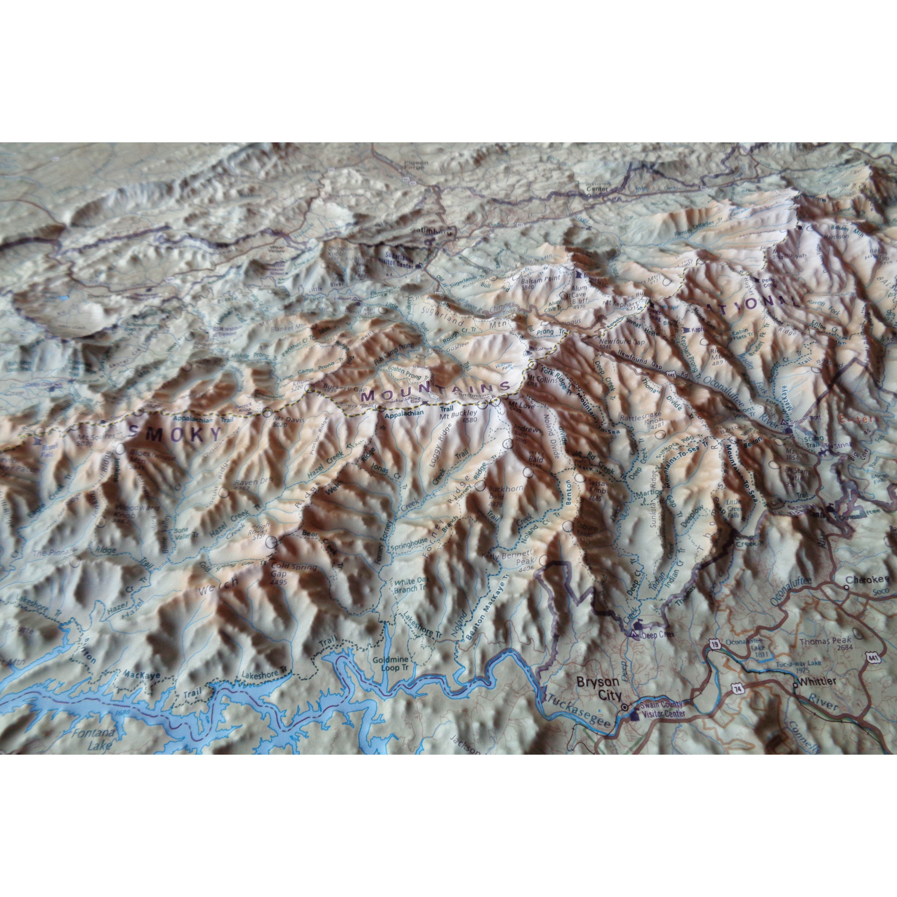 Great Smoky Mountains National Park Three Dimensional 3D Raised Relief Map