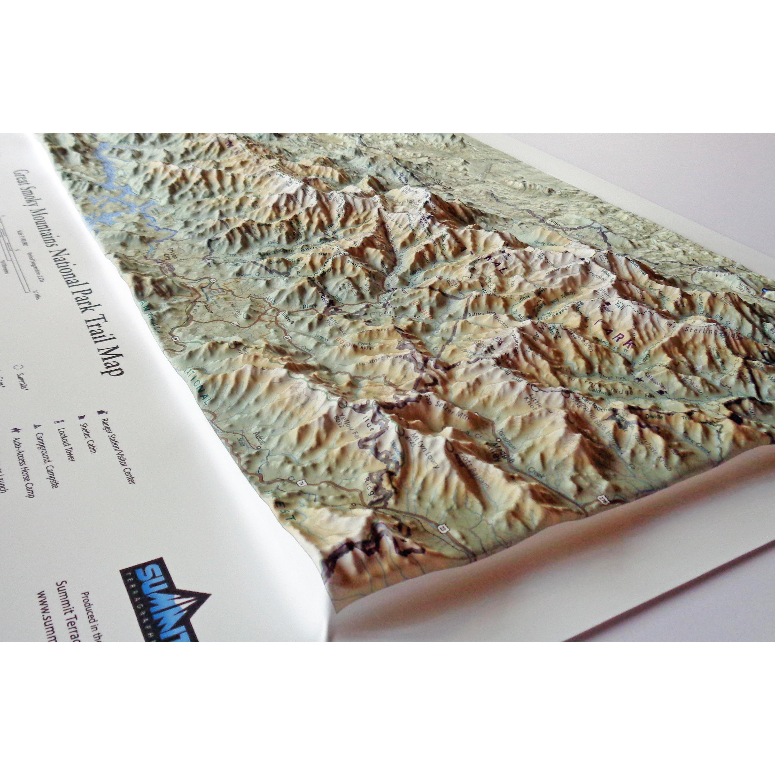 Great Smoky Mountains National Park Three Dimensional 3D Raised Relief Map