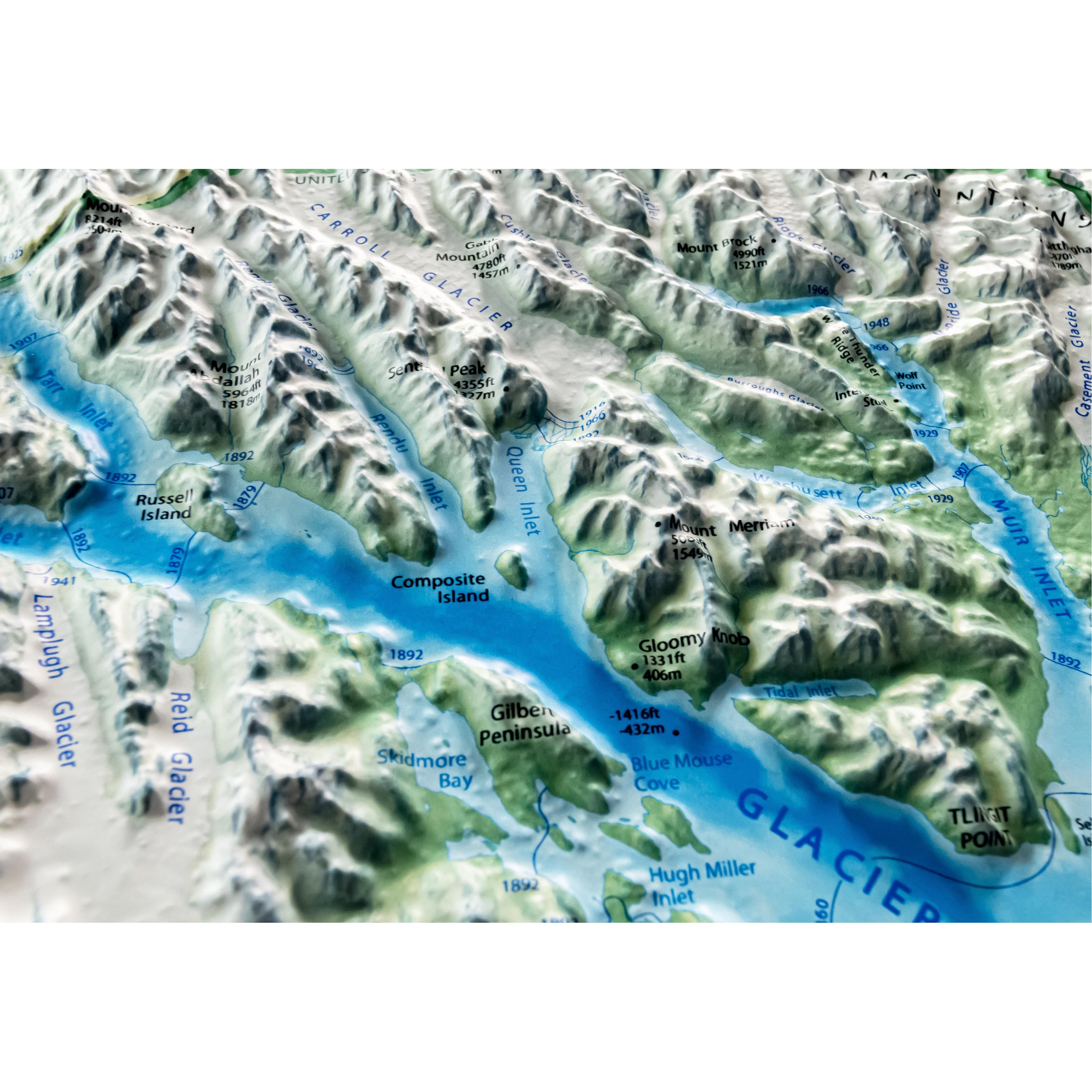 Glacier Bay National Park Three Dimensional 3D Raised Relief Map