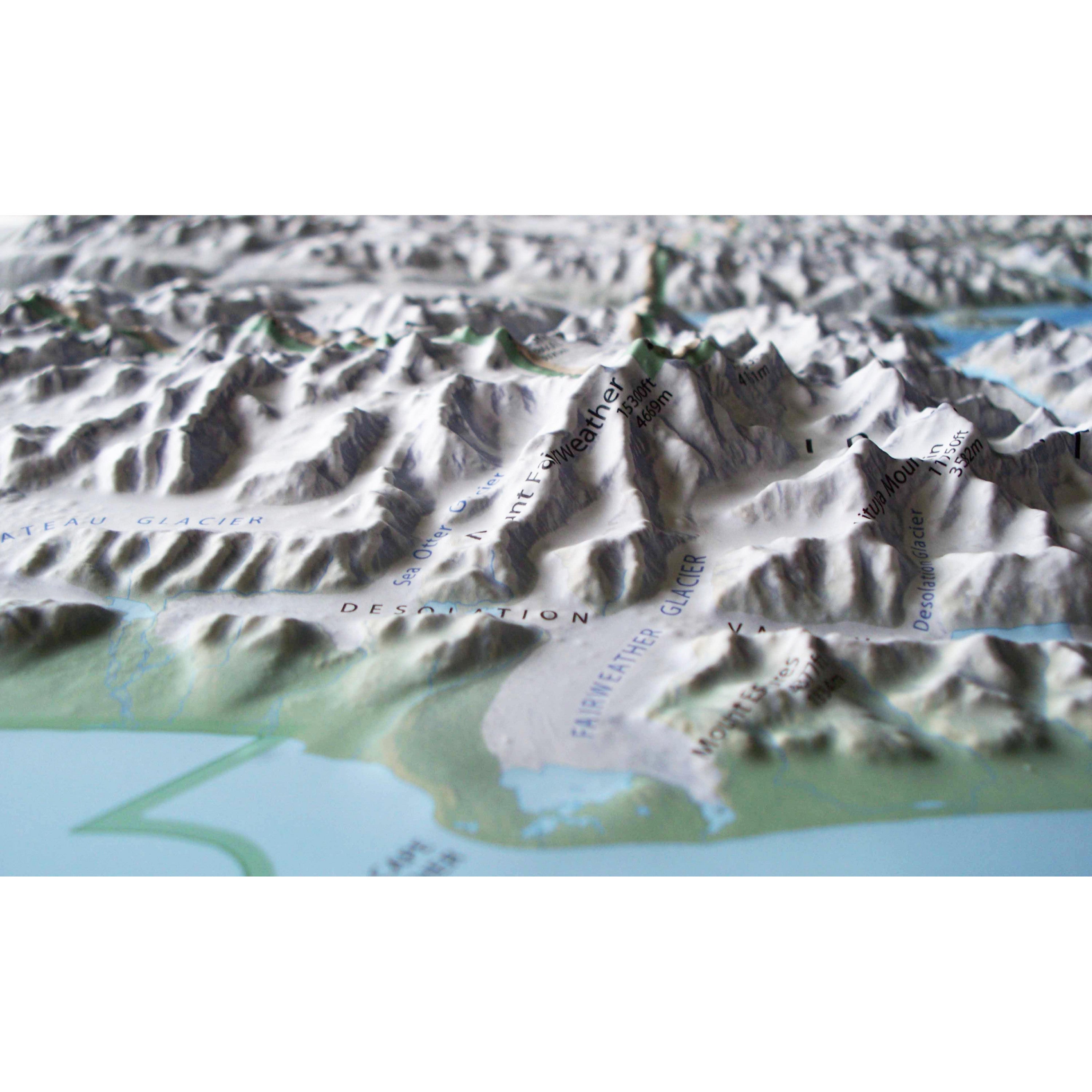 Glacier Bay National Park Three Dimensional 3D Raised Relief Map