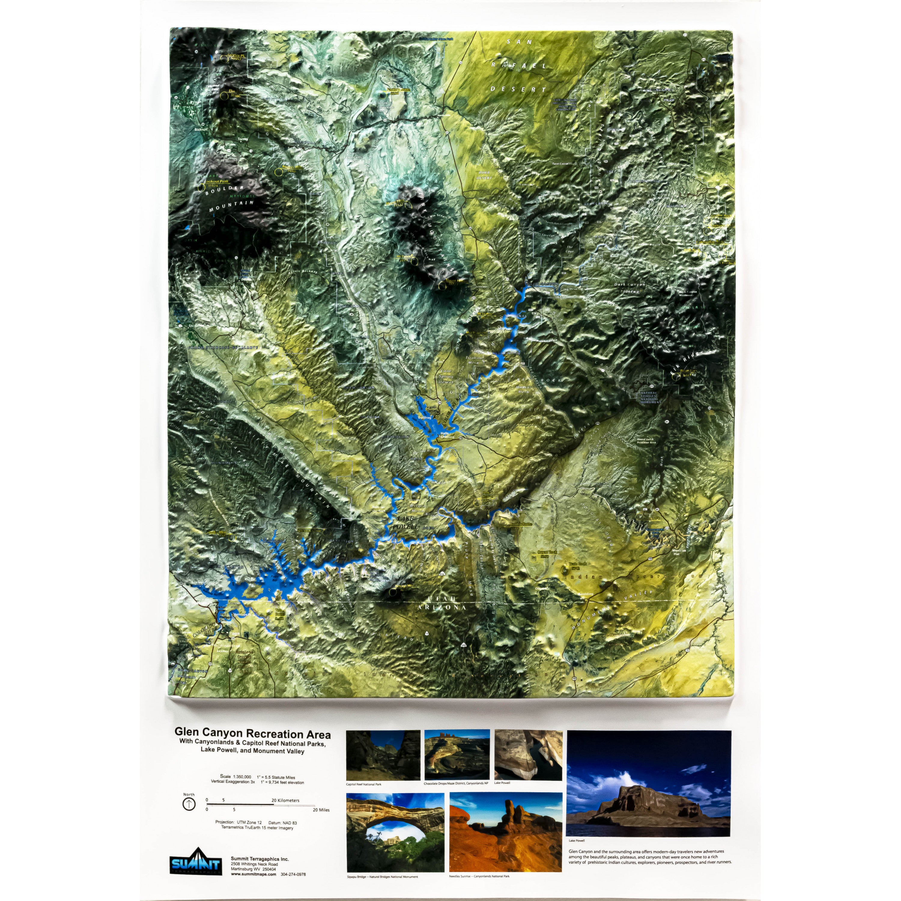 Glen Canyon Recreation Area Three Dimensional 3D Raised Relief Map