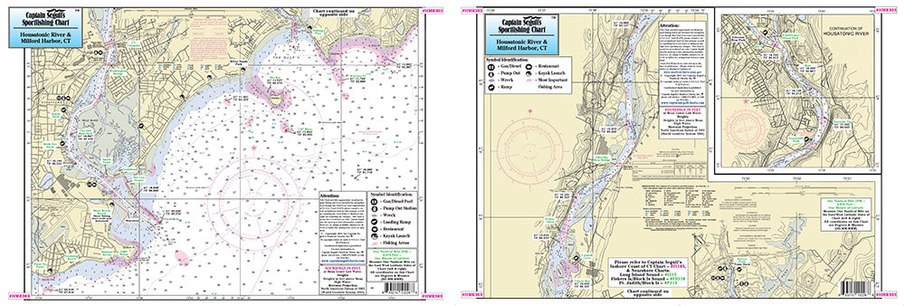 Captain Segull’s Fishing Chart Small Boat/Kayak: Housatonic River and Milford Harbor, CT    