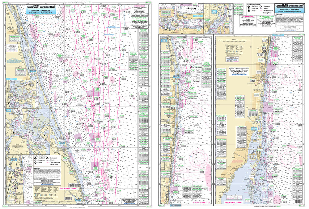 Captain Segull’s Fishing Chart Nearshore: Bethel Shoal to Fowey Rocks, FL    