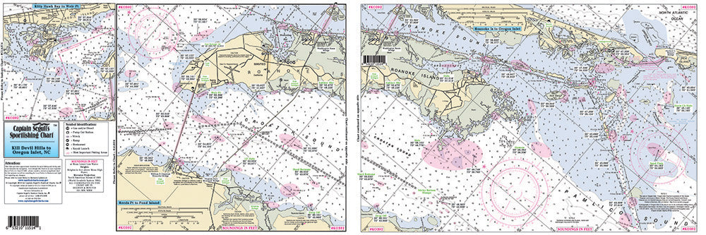 Captain Segull’s Fishing Chart Small Boat and Kayak: Roanoke Island NC    