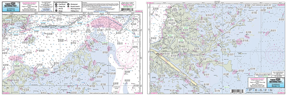 Captain Segull’s Fishing Chart Small Boat and Kayak: Louisiana Marshes, LA    