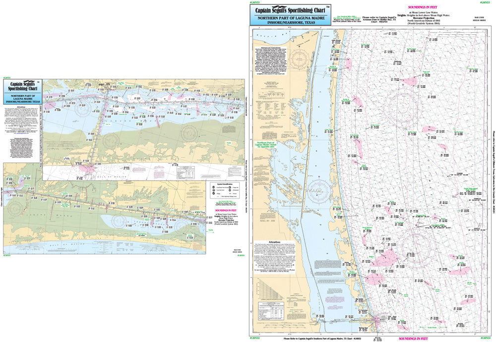 Captain Segull’s Fishing Chart Nearshore/Inshore: Northern Laguna Madre, TX    