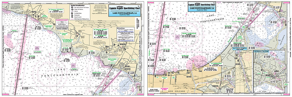 Captain Segull’s Fishing Chart Small Boat/Kayak: Lake PontChartrain East, LA    