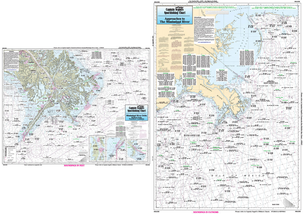 Captain Segull’s Fishing Chart Offshore/Nearshore: Mississippi River Approaches and Delta    