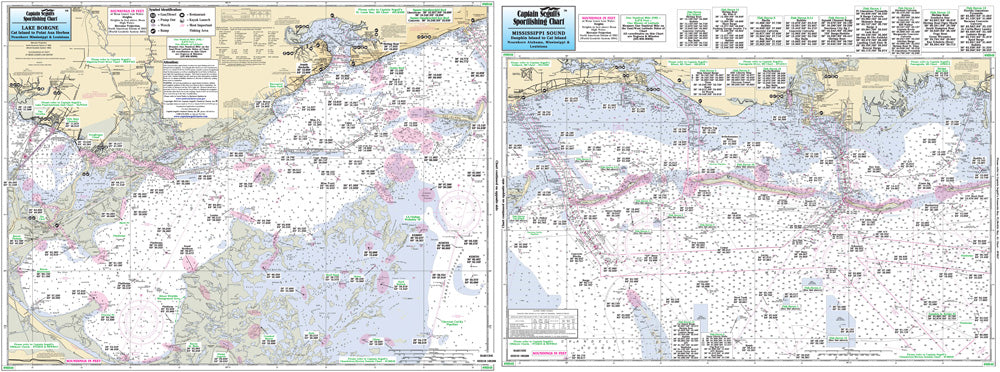 Captain Segull’s Fishing Chart Nearshore: Mississippi Sound to Cat Island and Lake Borgne, MS    