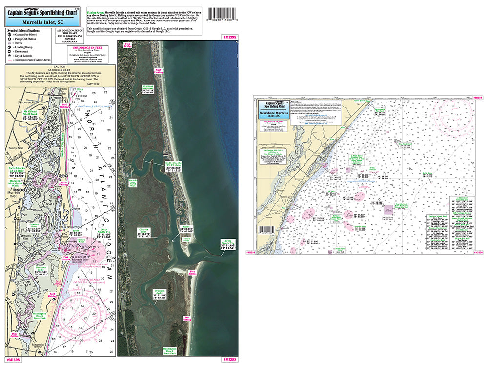 Captain Segull’s Fishing Chart Small Boat and Kayak: Murrells Inlet Area, SC    