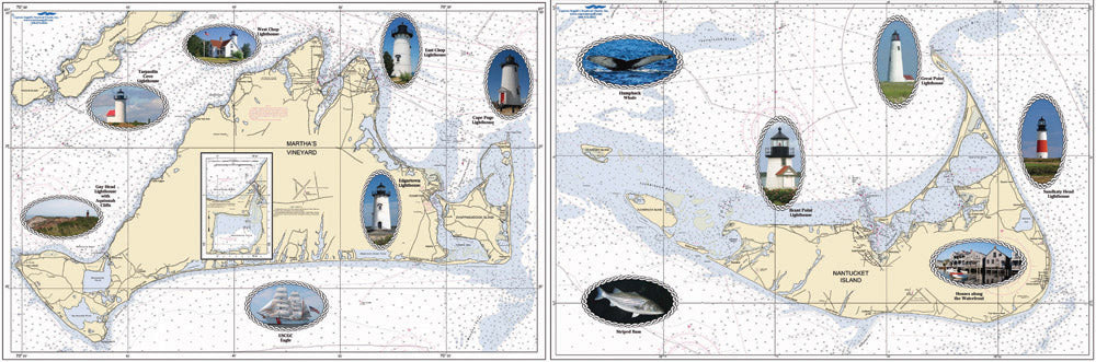 Captain Segull’s Fishing Chart Placemat: Martha's Vineyard and Nantucket Placemat  