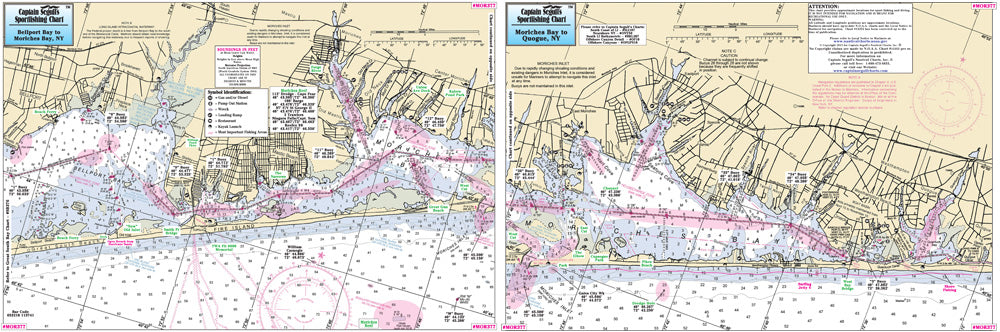 Captain Segull’s Fishing Chart Small Boat and Kayak: Moriches Bay, NY    