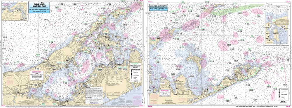 Captain Segull’s Fishing Chart Inshore: Montauk, Peconic and Orient Bays, NY    
