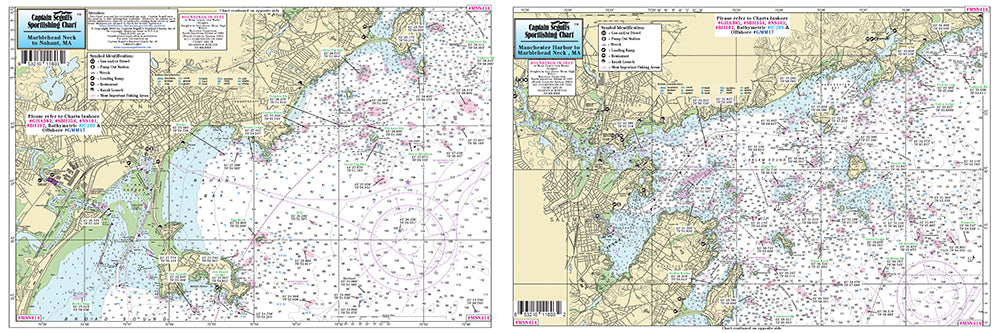 Captain Segull’s Fishing Chart Small Boat and Kayak: Manchester-by-the-Sea to Revere Beach/ Salem Harbor    