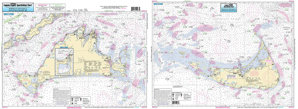 Captain Segull’s Fishing Chart Inshore: Marthas Vineyard and Nantucket, MA    