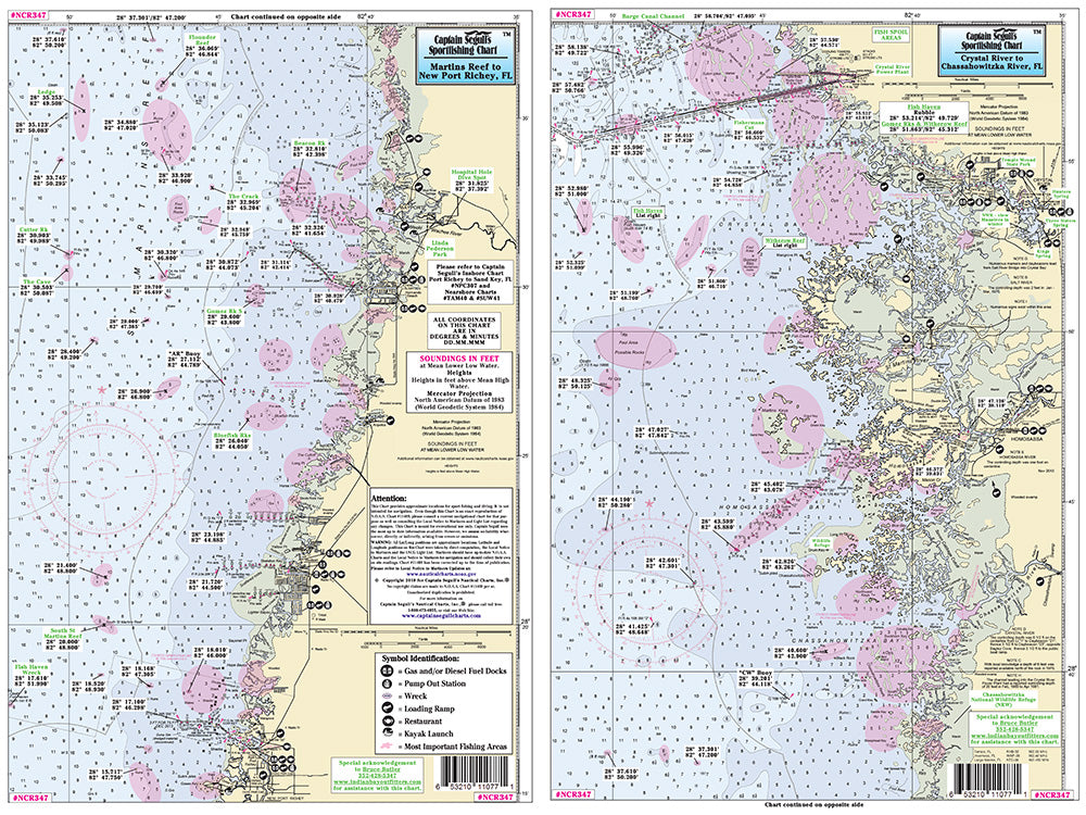 Captain Segull’s Fishing Chart Small Boat and Kayak: New Port Richey to Crystal River, FL    