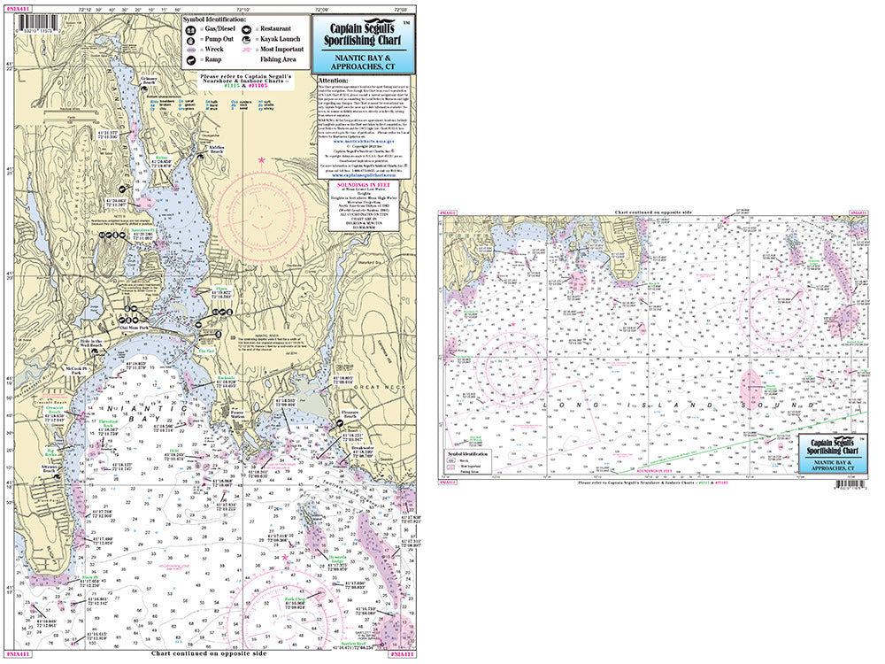 Captain Segull’s Fishing Chart Small Boat and Kayak: Nianitc Bay and Approaches, CT    