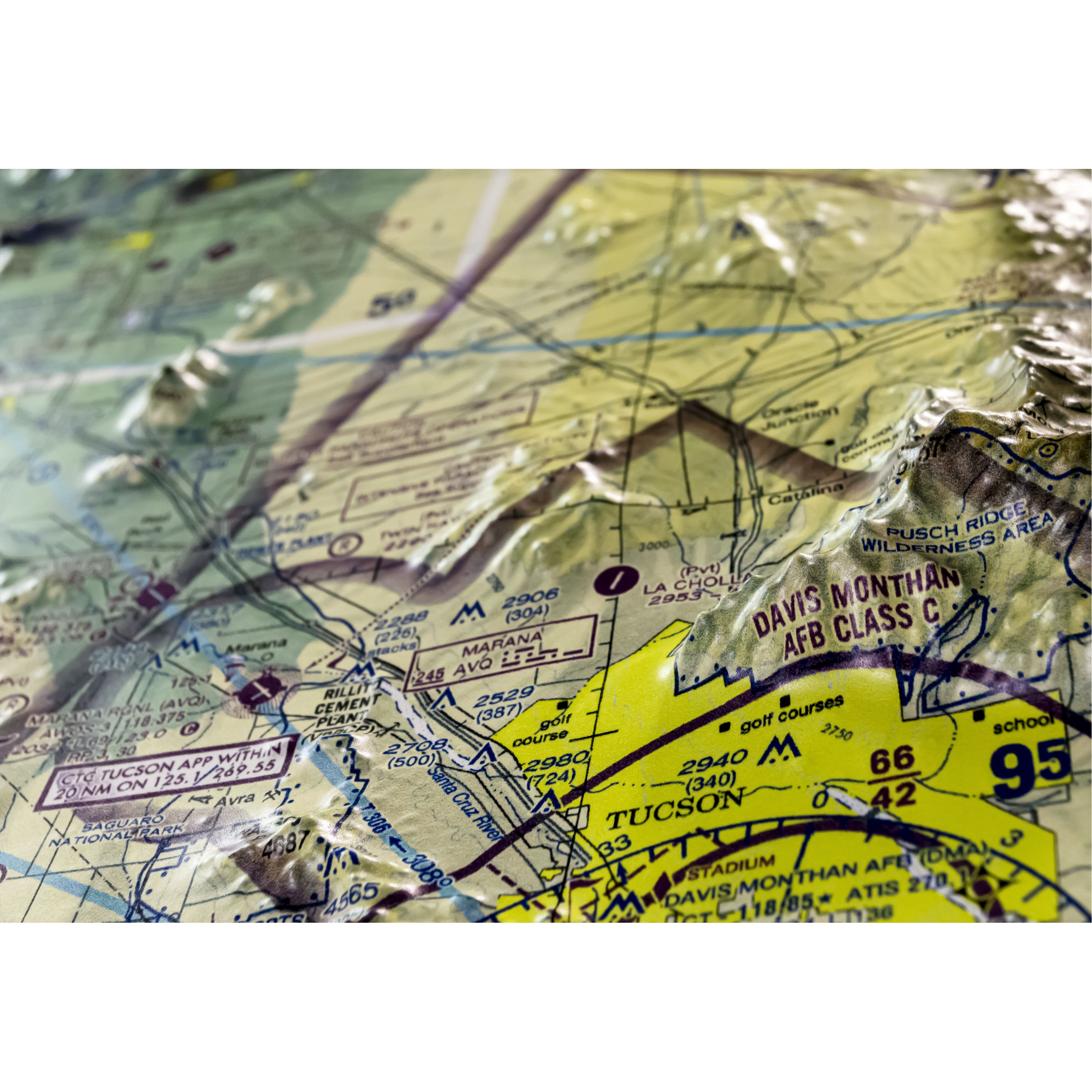 Phoenix Aerochart Three Dimensional 3D Raised Relief Map