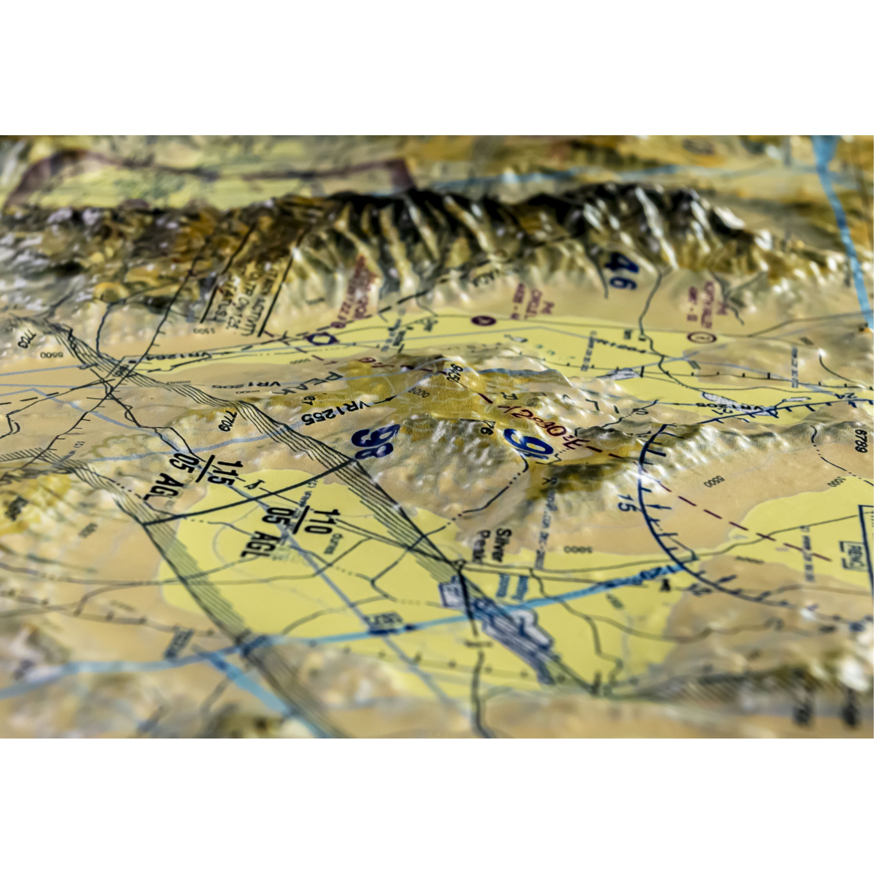 Southern Sierra Aerochart Three Dimensional 3D Raised Relief Map