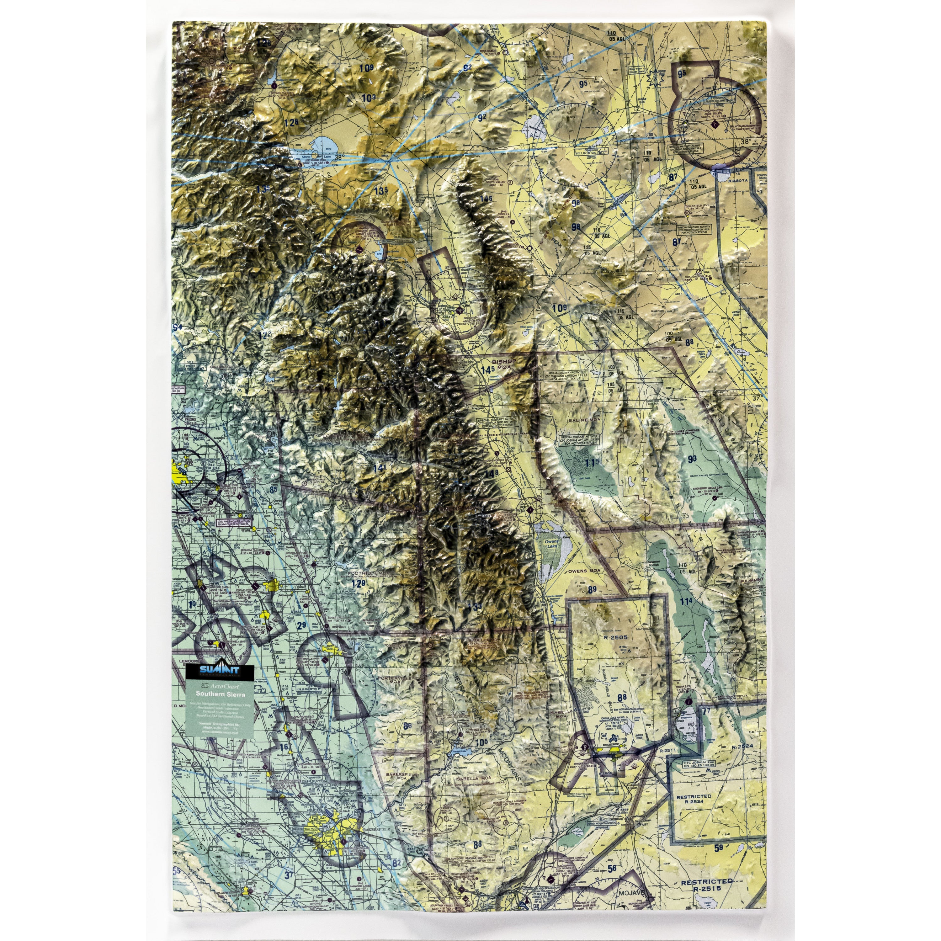 Southern Sierra Aerochart Three Dimensional 3D Raised Relief Map