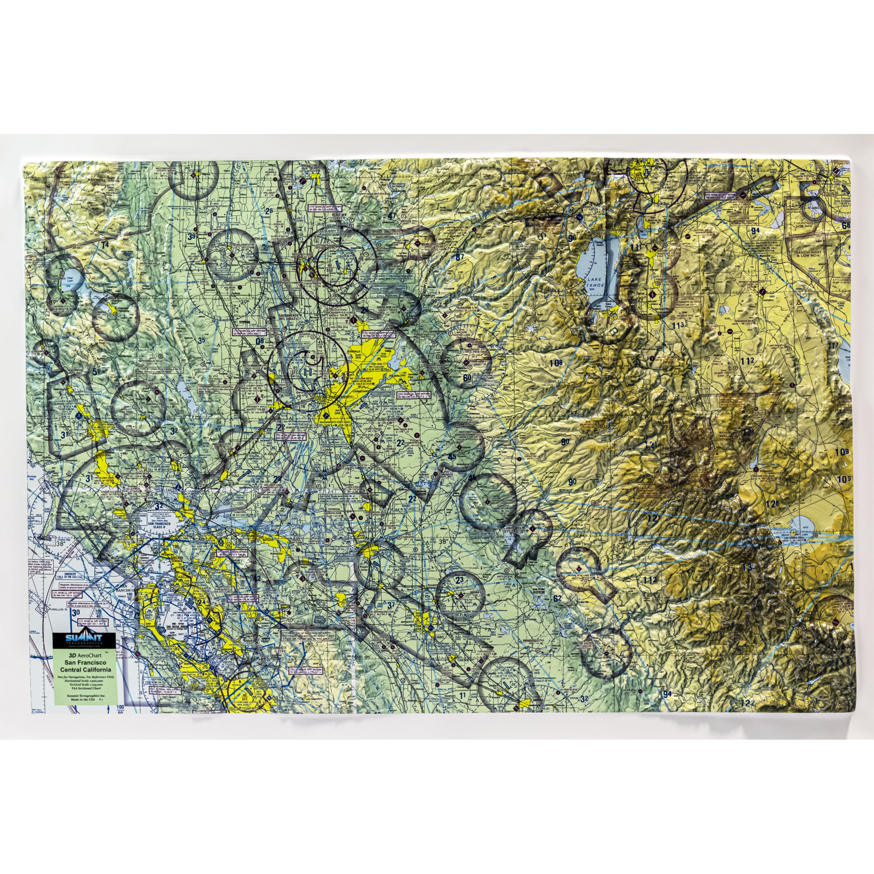 San Francisco/Tahoe Aerochart Three Dimensional 3D Raised Relief Map