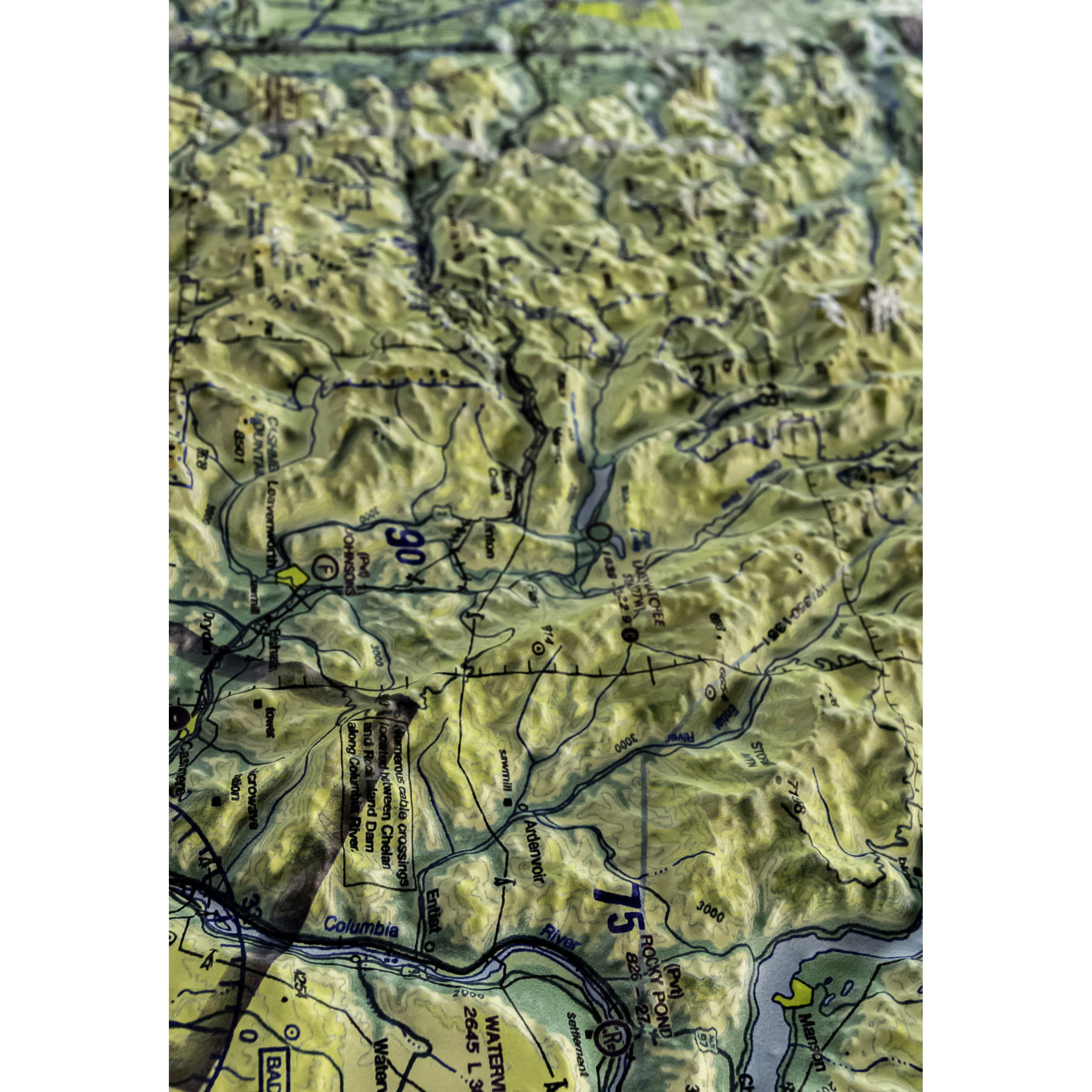 Seattle Aerochart Three Dimensional 3D Raised Relief Map