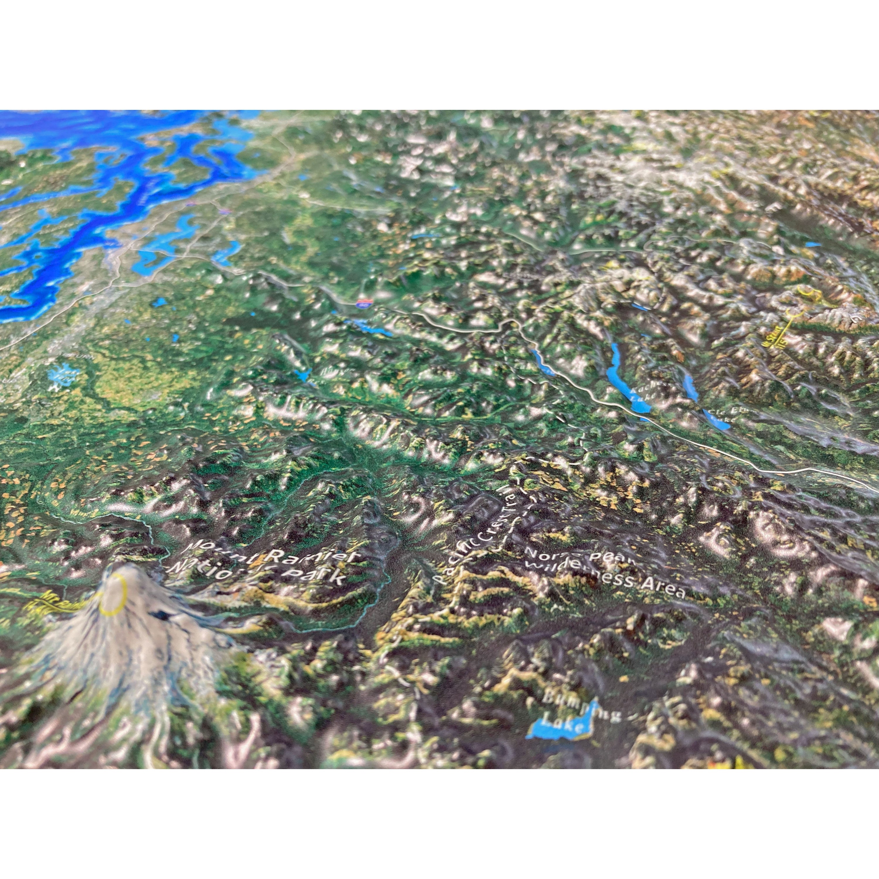 Seattle Pacific Northwest Satellite Image Three Dimensional 3D Raised Relief Map